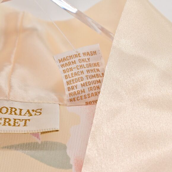 Vtg VICTORIAS SECRET Robe Womens Size OS Gold Label Cream Floral Satin Deadstock - Picture 7 of 13